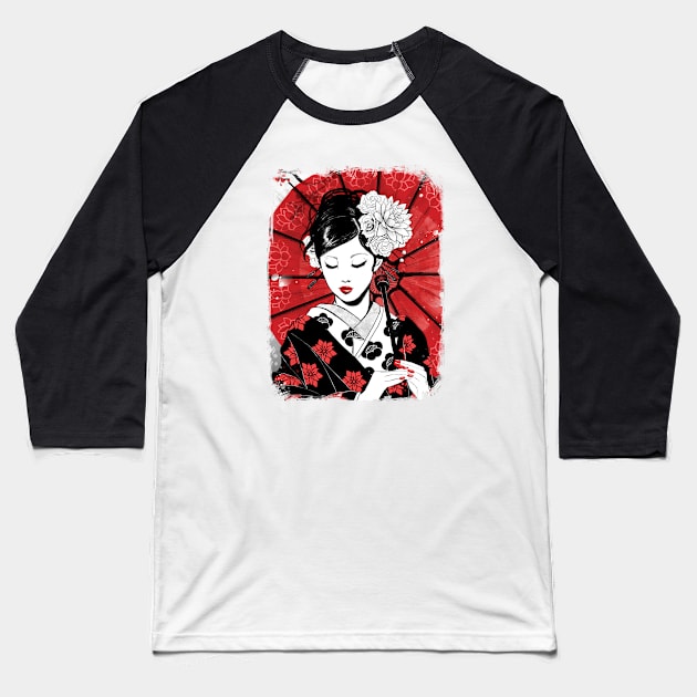 Geisha Baseball T-Shirt by RubyArt